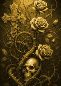 Gothic Rose & Cross | Black & Gold#1
