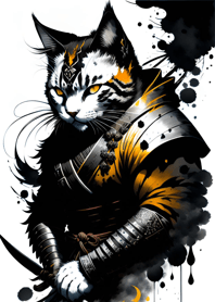 Ink wash cat samurai A5aB87