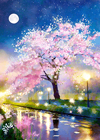 Beautiful night cherry blossoms#195