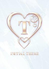 【 T 】 Heart Charm & Initial - Blue G