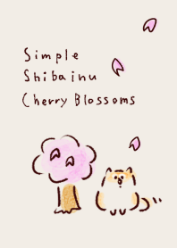 sederhana Shiba Inu Bunga sakura krem