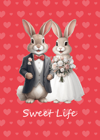 ウサギの結婚披露宴(真っ赤)