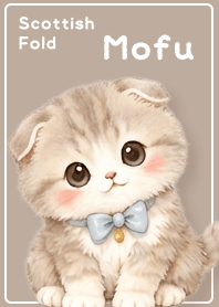 brown Greige Ribbon and Scottish Fold