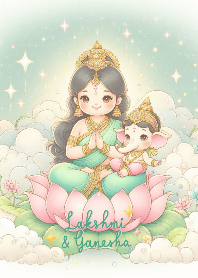 LAKSHMI & GANESHA (Green & White)