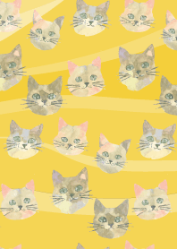 Whimsical Cats2 on yellow