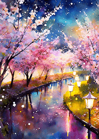 Beautiful night cherry blossoms#769