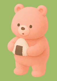 Pink Bear3 on moss green