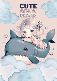 Cute girl & shark