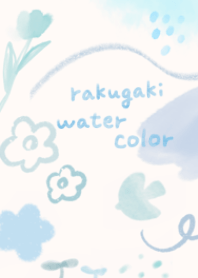 Watercolor doodle blue
