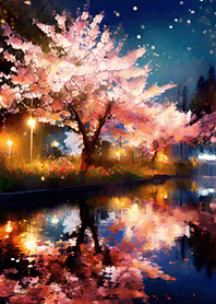 Beautiful night cherry blossoms#746