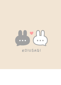 Pair Rabbet&Heart / White&Cafe