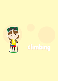 Climbing mountain girl yellow