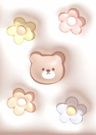 pinkbrown Plump bear and flower 08_2