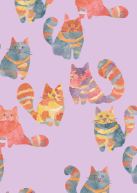 Precocious Cats2 on light purple