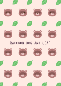 RACCOON DOG AND LEAFj-LIGHT PINK