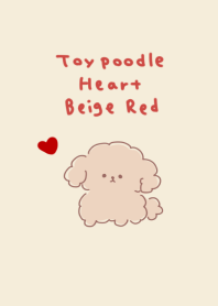 簡約玩具貴賓犬 米色 紅心