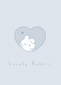 Rabbit in Heart(line)/pale blue gray..