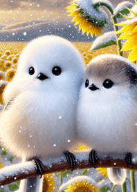 愛の証76（シマエナガ＆ひまわり畑）