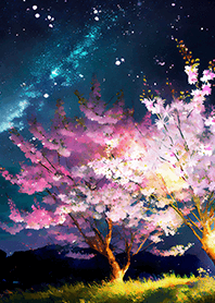 Beautiful night cherry blossoms#1508