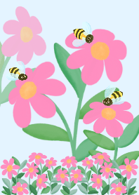 Pink bouquet and bees