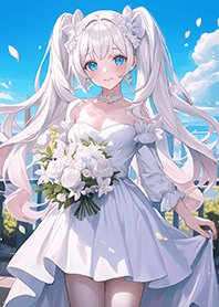 A bride with white twin-tails 2