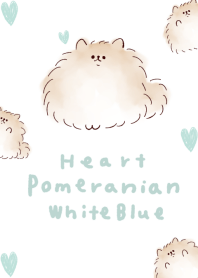 ポメラニアン ハート ホワイト ブルー