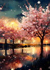 Beautiful night cherry blossoms#872