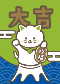 Lucky Cat! Mt.Fuji / Green x Blue
