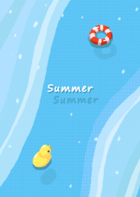 Hot summer,swimming duck