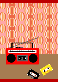 Radio Cassette Day on red & beige