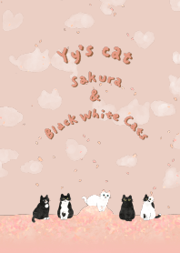Yy's cat 春日櫻花與黑白貓-粉色主題