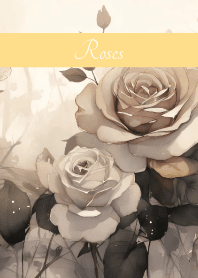 Monochrome Roses brown&yellow