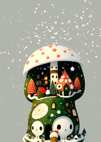 クリスマスのキノコの小さな生き物