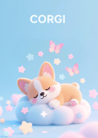 Kawaii Corgi Dog in Cloud Theme