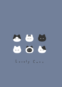 6 cats /gray blue WH