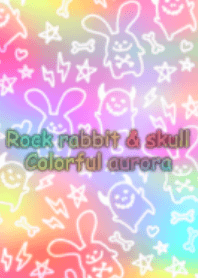 Rock rabbit and skull colorful aurora