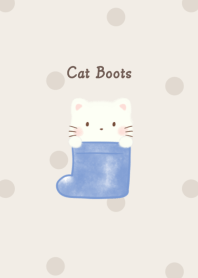 Cat and Boots -navy- dot