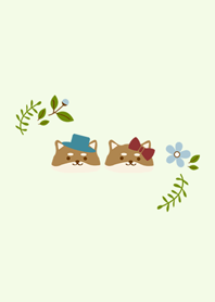 柴犬情侶檔-花草