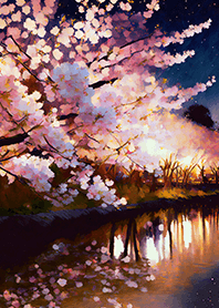 Beautiful night cherry blossoms#1841