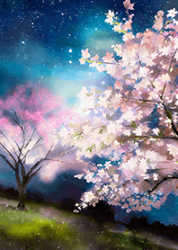 Beautiful night cherry blossoms#702