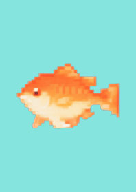 Goldfish Pixel Art Theme  Green 09