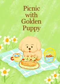 Picnic with Golden Puppy