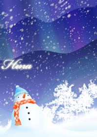 ひな☆オーロラを眺める雪だるま☆冬