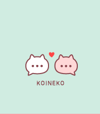 Pair Cat&Heart / Peach Pink&Blue Green