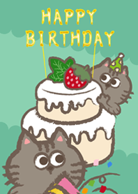 Mr Cat Miss Cat Birthday!(mint green)