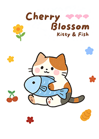 Cherry Blossom Kitty & Fish
