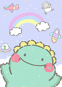 Happy dino on space