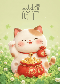 Cute Neko (Lucky Cat) In Clover