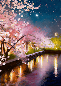 Beautiful night cherry blossoms#863