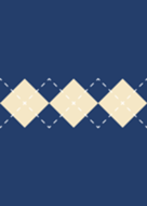 簡單格子 : 菱形格子 (海軍藍+米黃色)